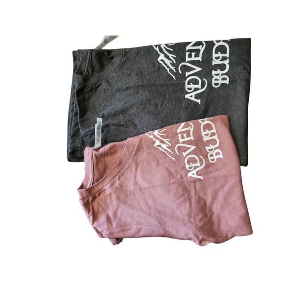 Bella + Canvas Couples T Shirt Bundle His Hers Adventure Buddies Pink Grey Hiker - Picture 2 of 4